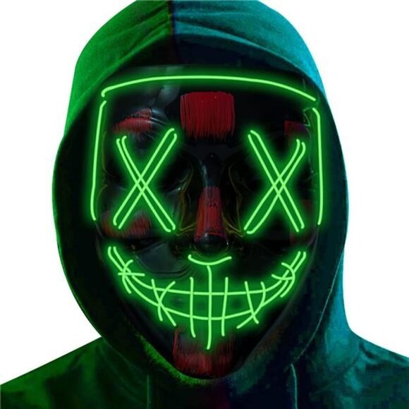 GREEN Halloween Mask LED Light Festival Cosplay Costume Masquerade Parties NEW